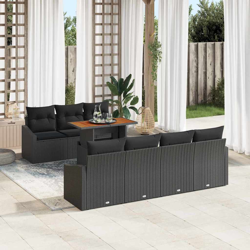 Garden Dining Set with Cushion Black and Brown 100 x 55 x 73 cm