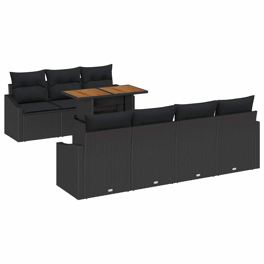 Garden Dining Set with Cushion Black and Brown 100 x 55 x 73 cm