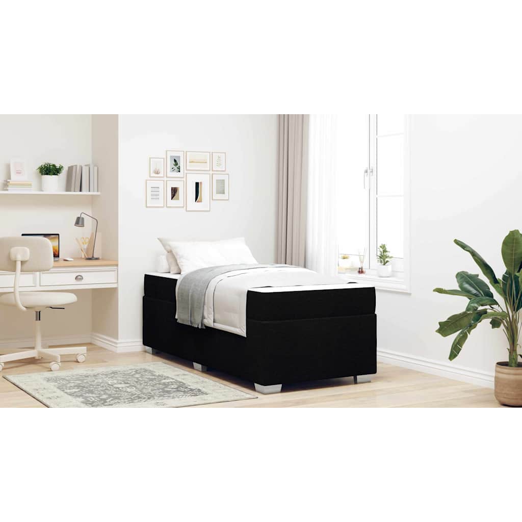 Bed Frame with Mattress Black 90 x 190 cm Fabric