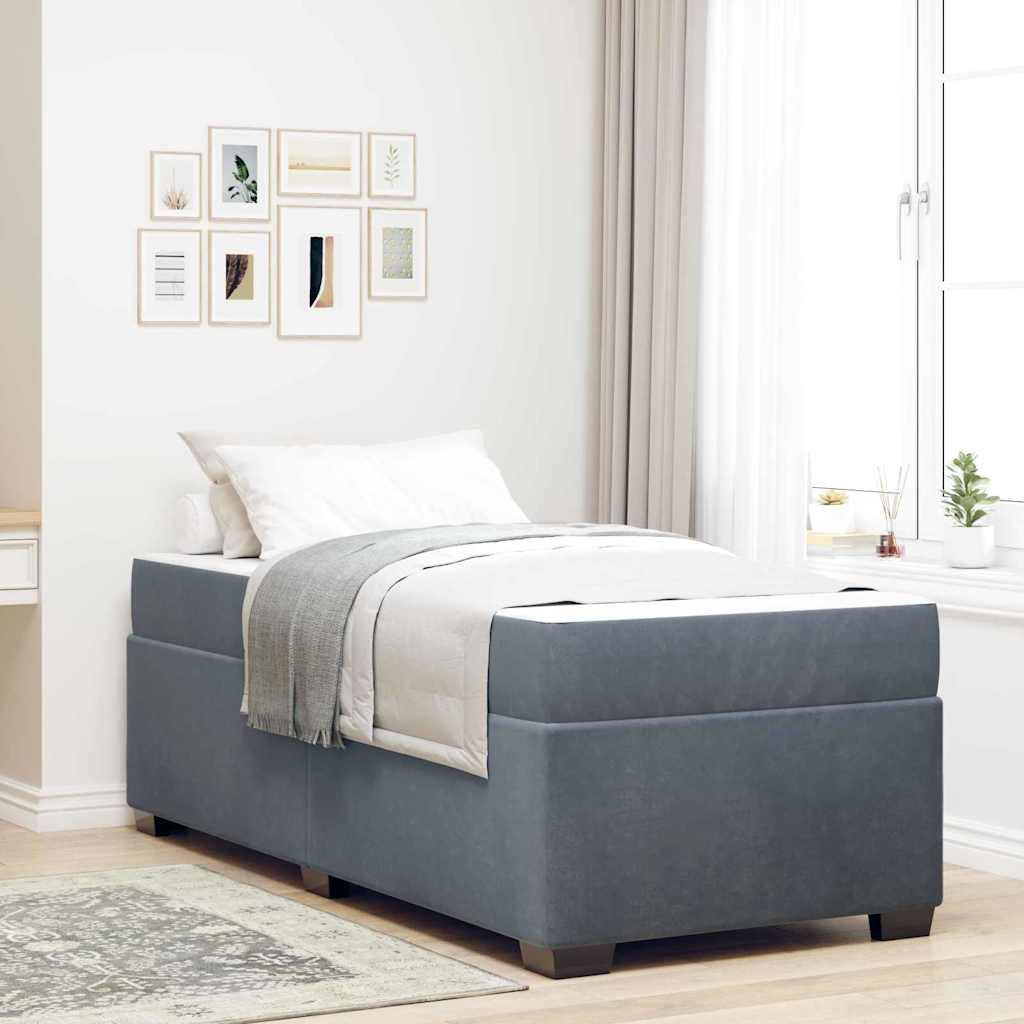 Bed Frame with Mattress Dark Grey 90 x 190 cm Fabric