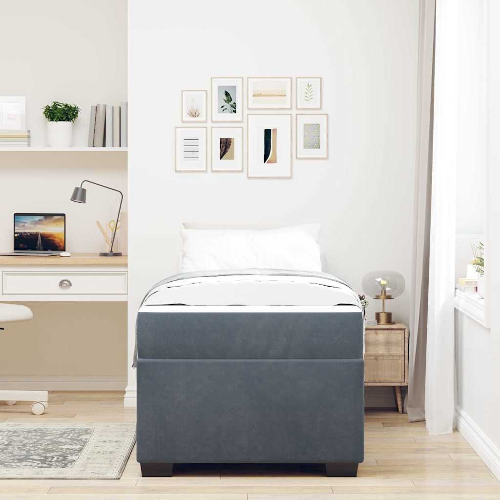 Bed Frame with Mattress Dark Grey 90 x 190 cm Fabric