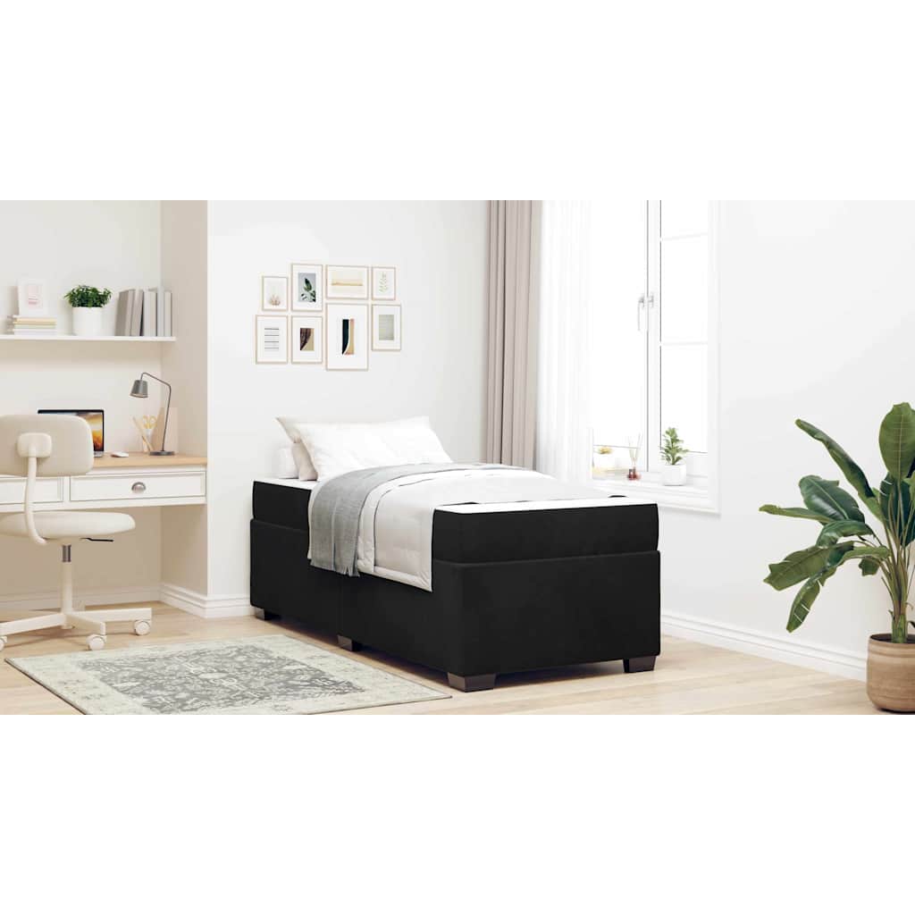 Bed Frame with Mattress Black 90 x 190 cm Fabric