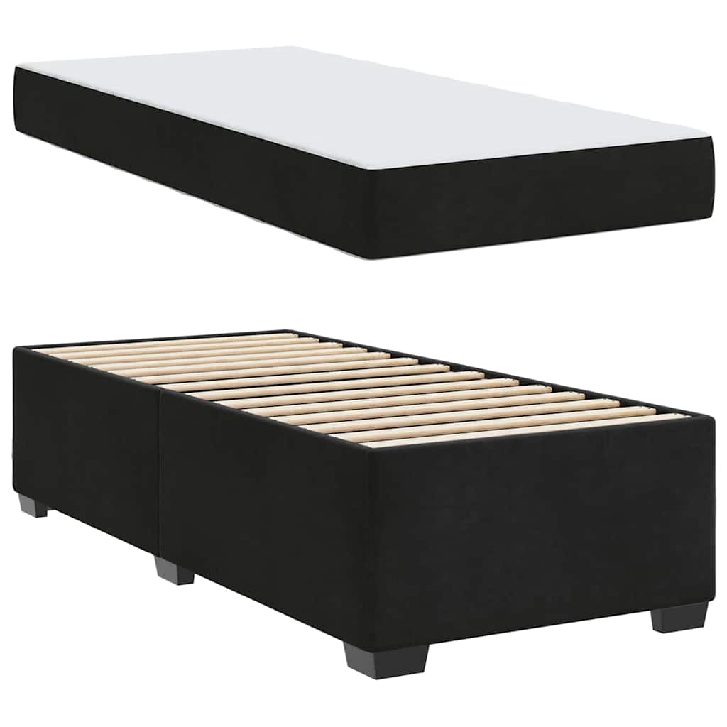 Bed Frame with Mattress with Mattress Black 90 x 190 cm Velvet