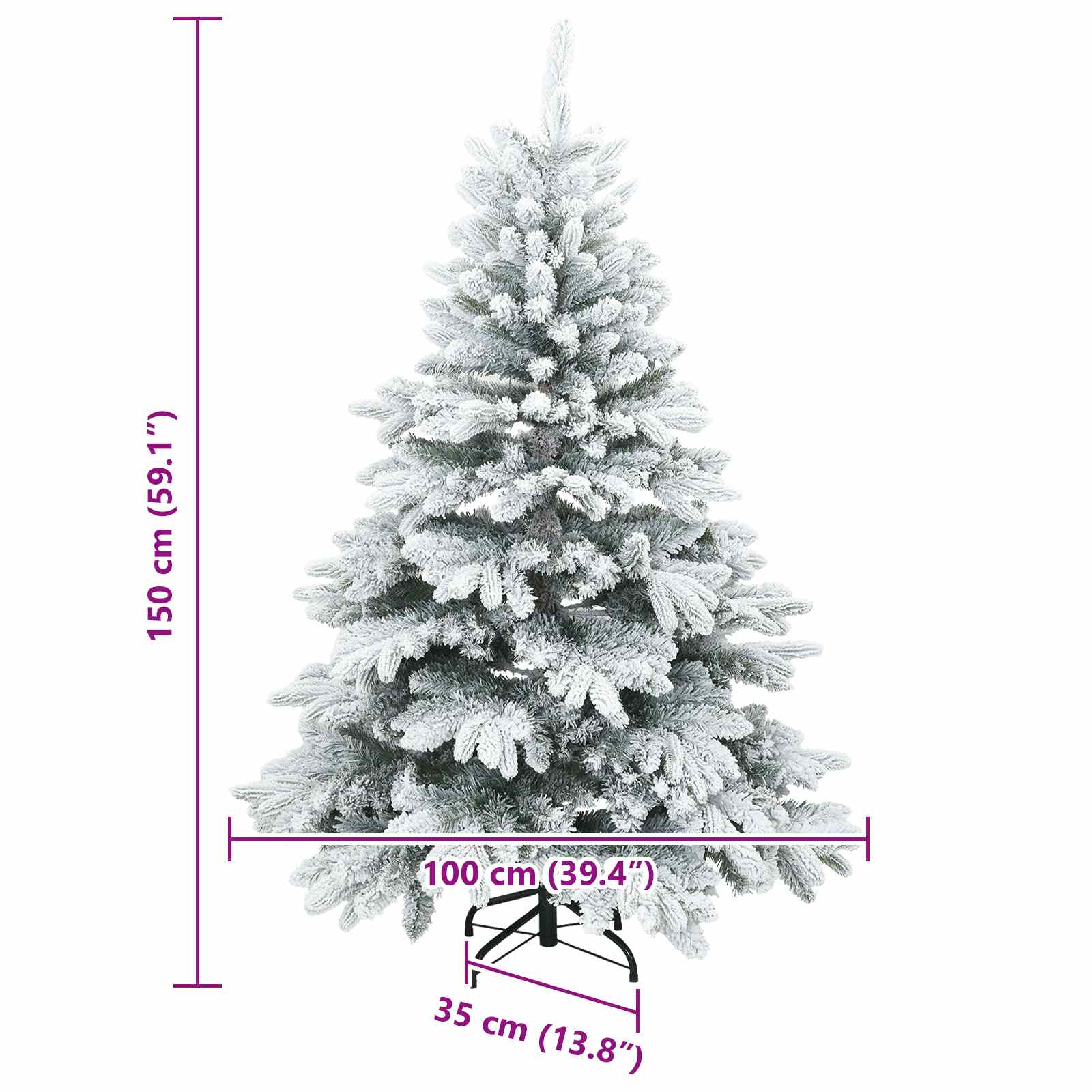 Artificial Hinged Christmas Tree Snow Flocked White 150 cm