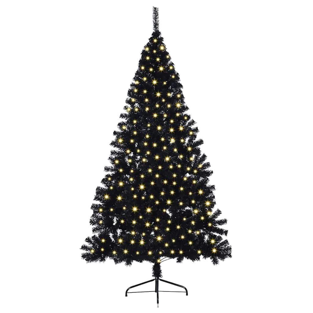Artificial Pre-lit Christmas Tree Black 240 cm PVC