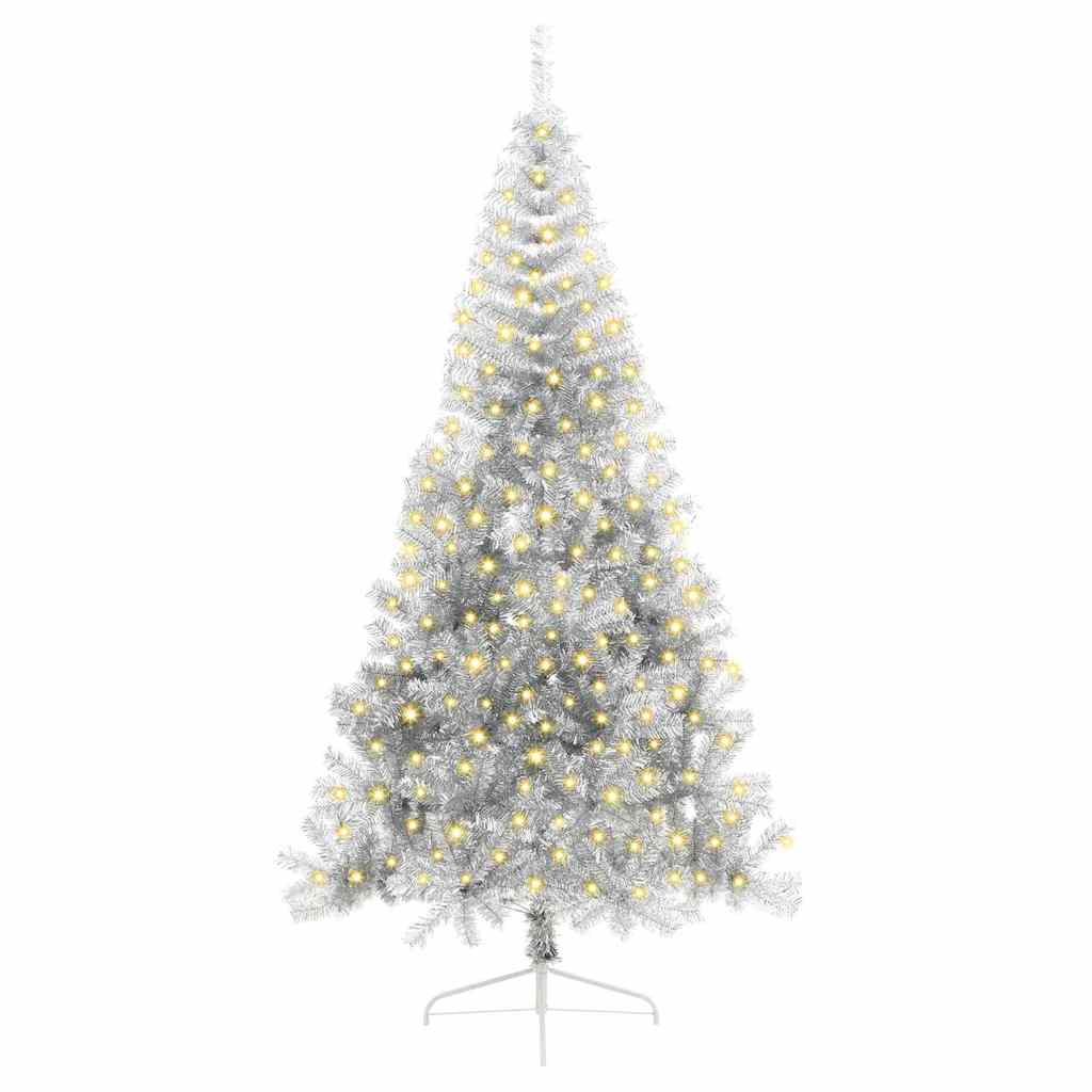 Artificial Pre-lit Christmas Tree Silver 240 cm PET