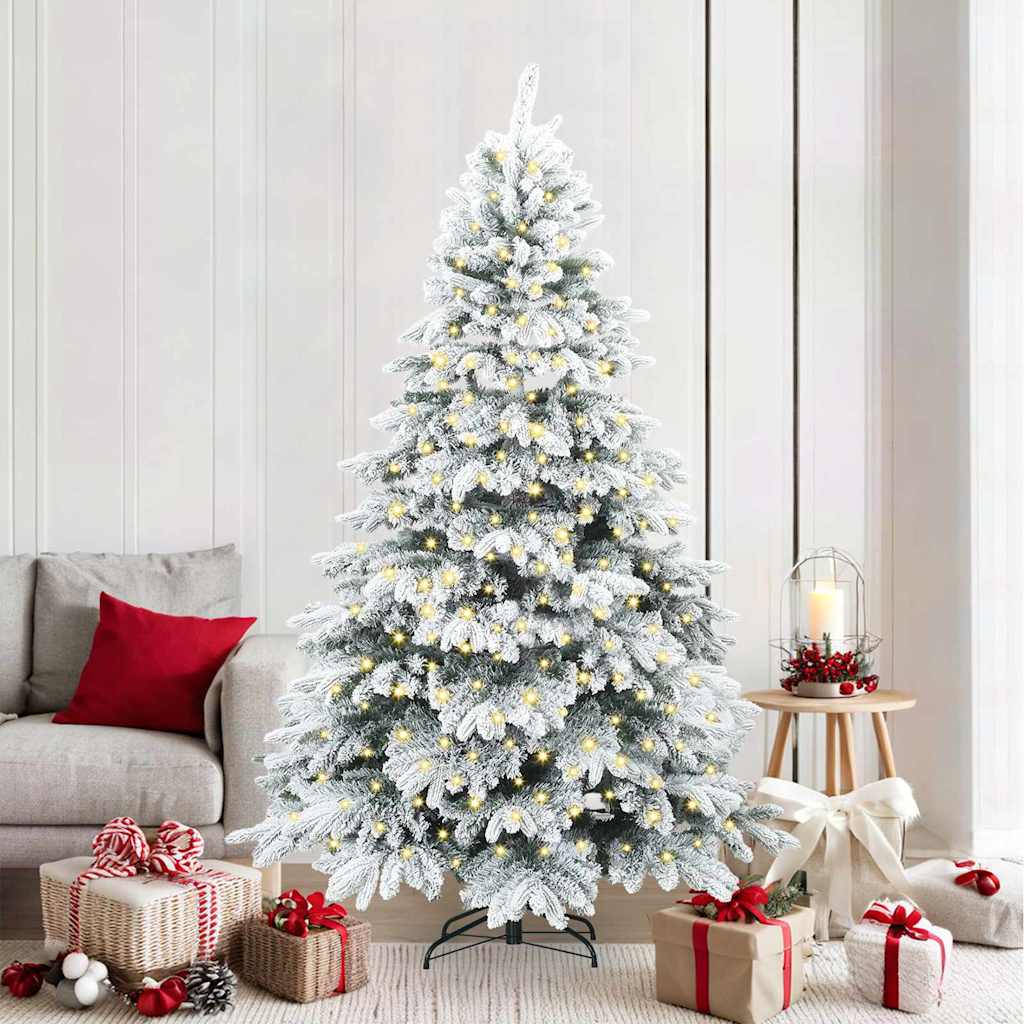 Artificial Christmas Tree with 300 LEDs White 210 cm PE and PVC