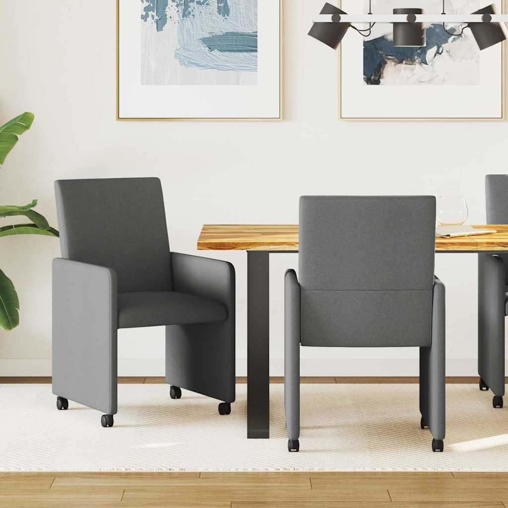 Dining Chairs with Wheels 2 pcs Dark Grey 57 x 66 x 94 cm