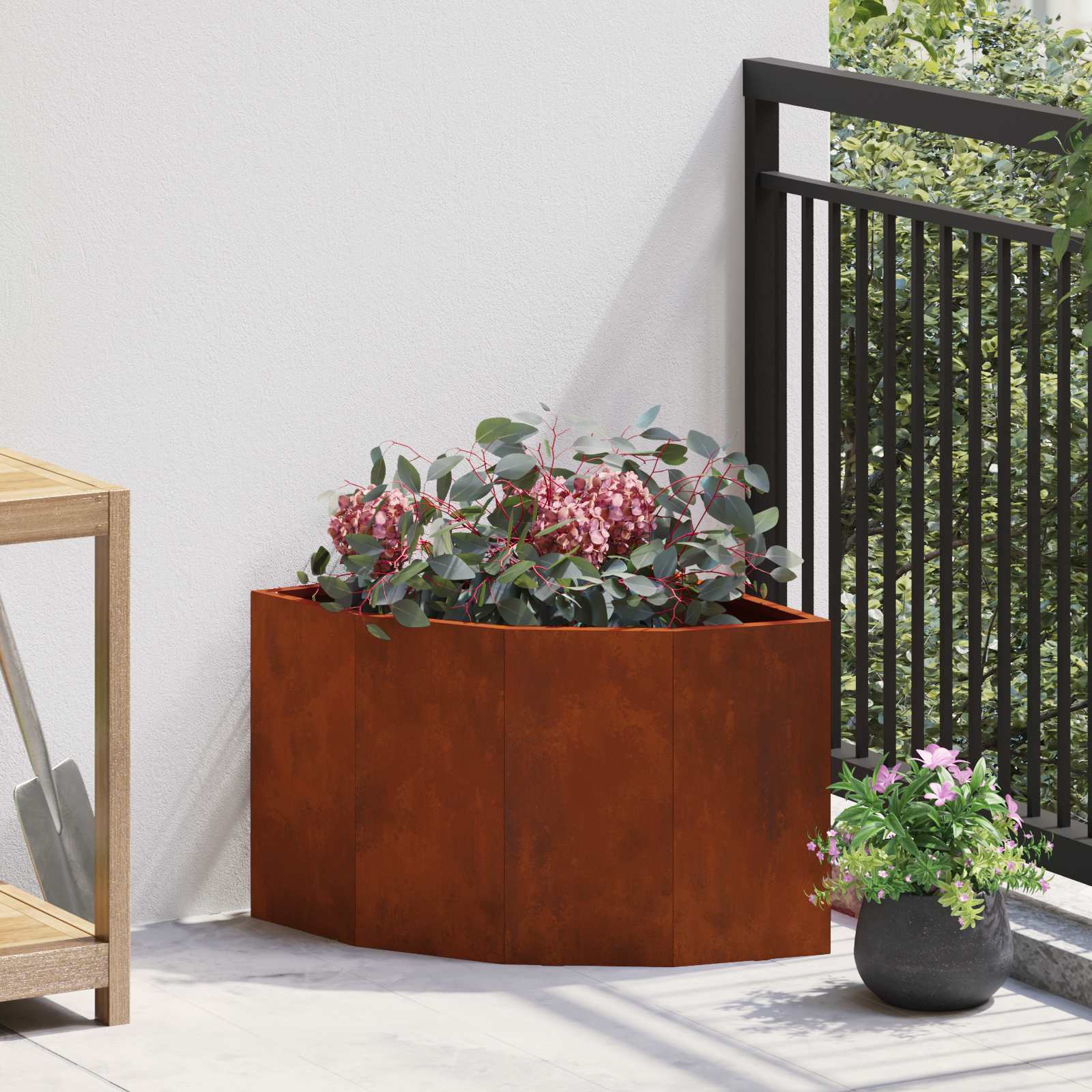 Corner Planter Rusty 45 x 45 x 35 cm Weathering steel