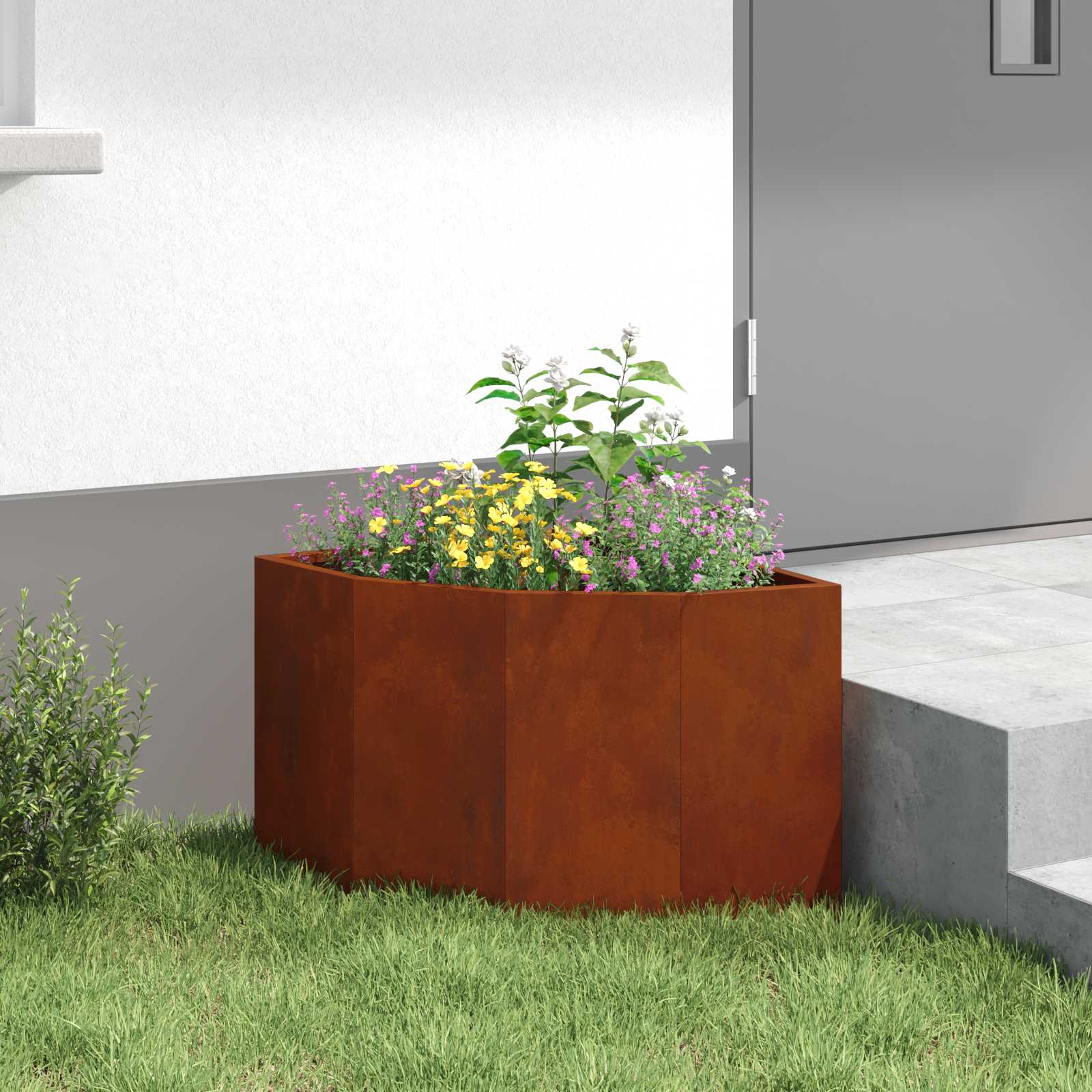 Corner Planter Rusty 45 x 45 x 35 cm Weathering steel