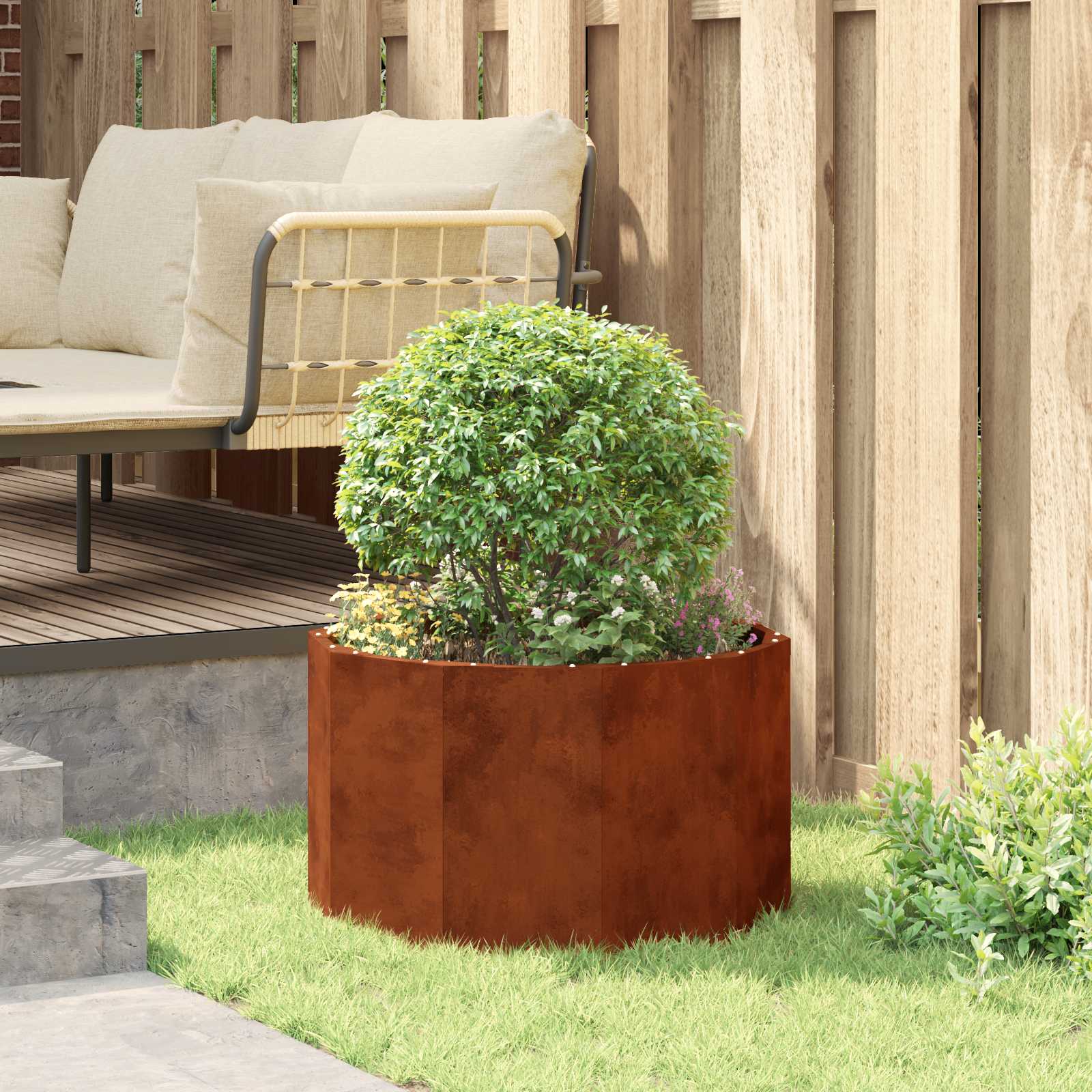 Planter Rusty 60 x 60 x 35 cm Weathering Steel