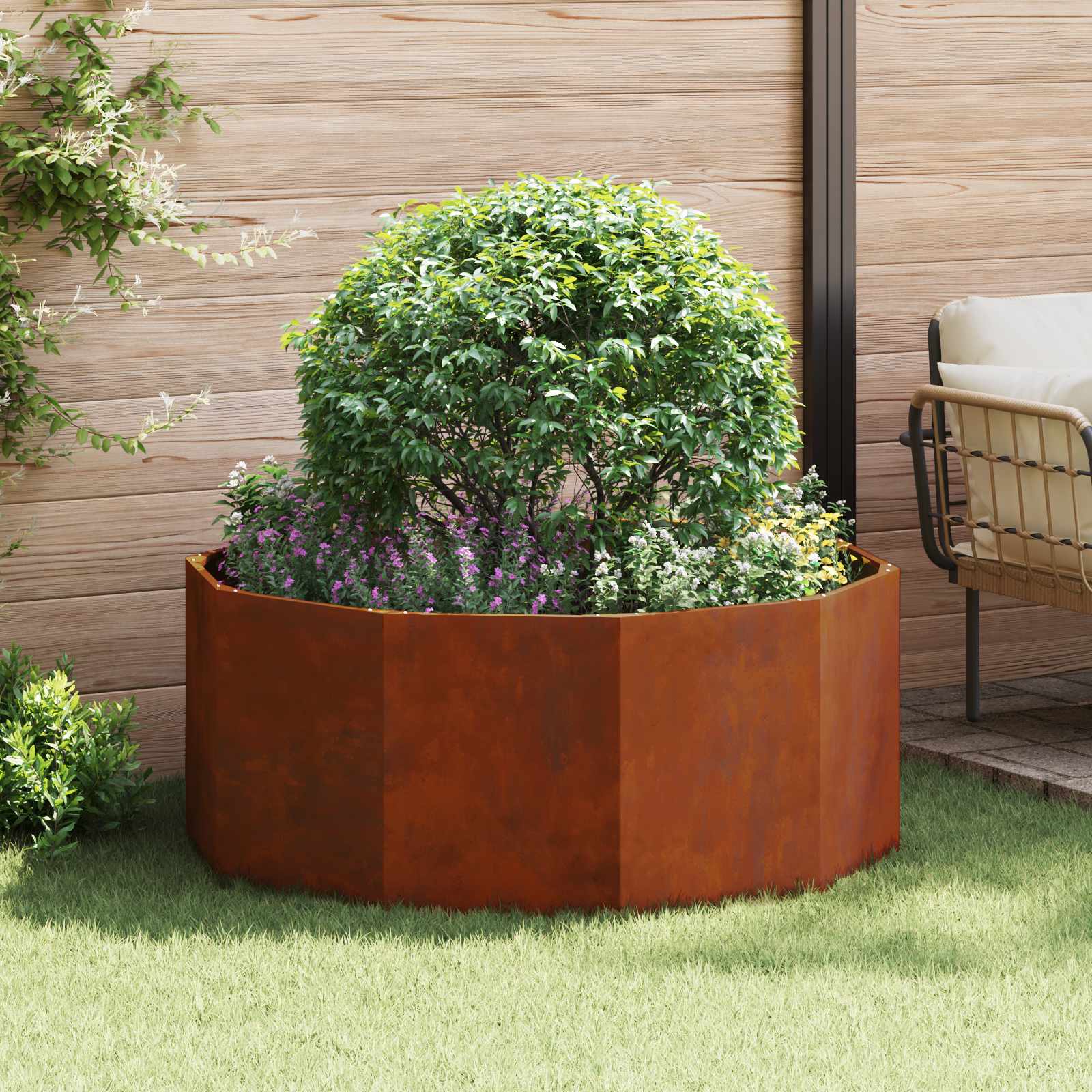 Planter Rusty 120 x 120 x 50 cm Weathering Steel