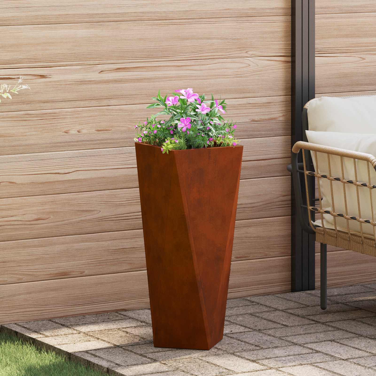 Planter Rusty 30 x 30 x 75 cm Weathering Steel