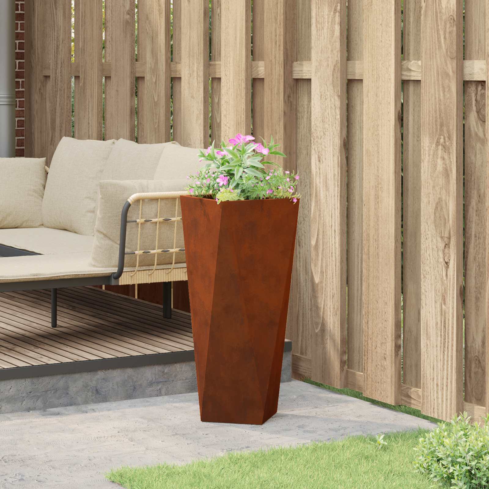 Planter Rusty 30 x 30 x 75 cm Weathering Steel