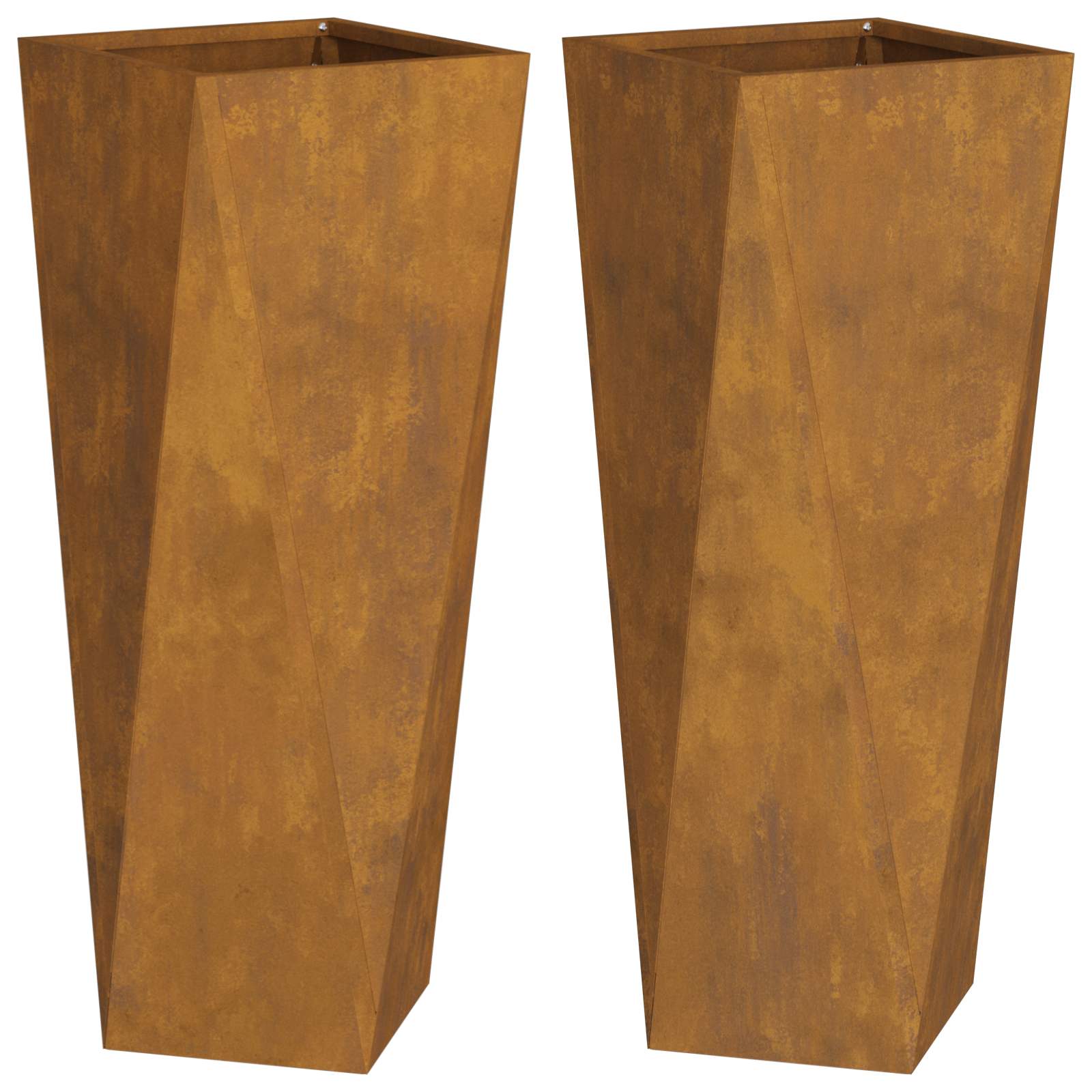 Planter 2 pcs Rusty 30 x 30 x 75 cm Weathering Steel