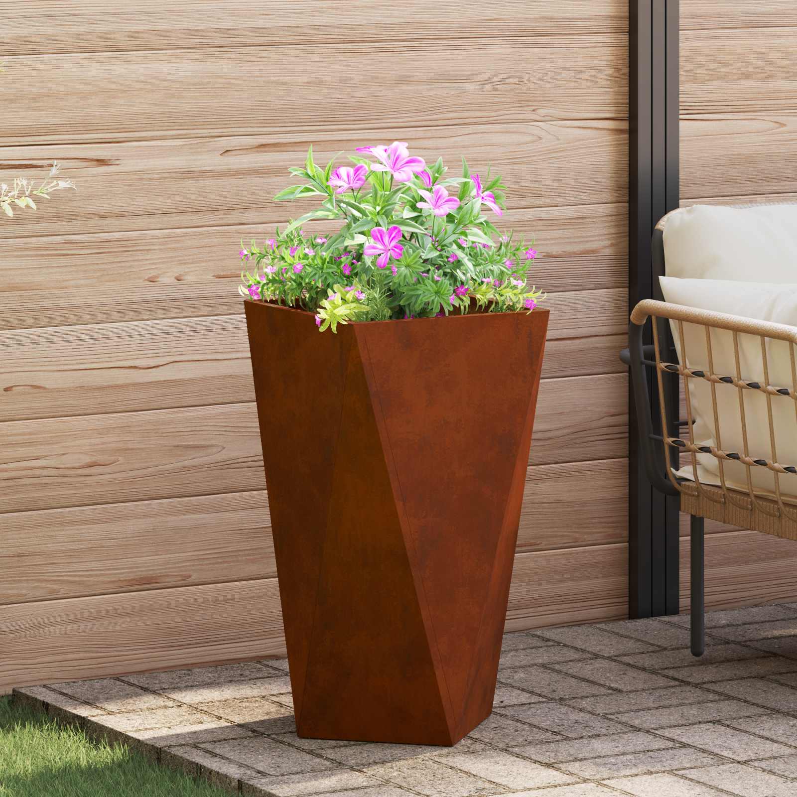 Planter Rusty 40 x 40 x 75 cm Weathering Steel