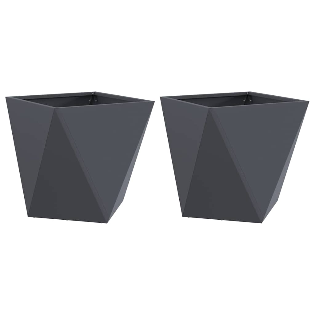 Planter 2 pcs Anthracite 40 x 40 x 40 cm Steel