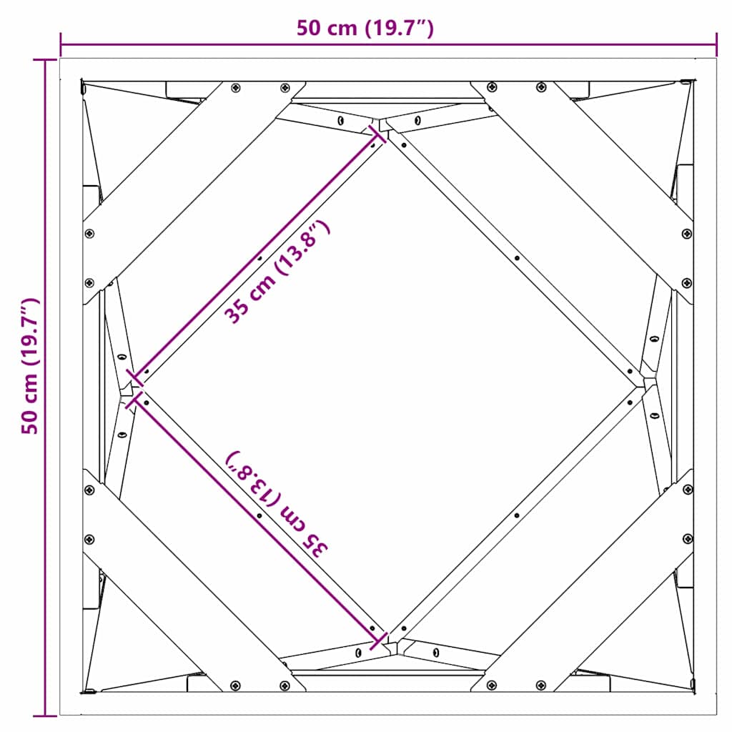 Planter Black 50 x 50 x 50 cm Steel