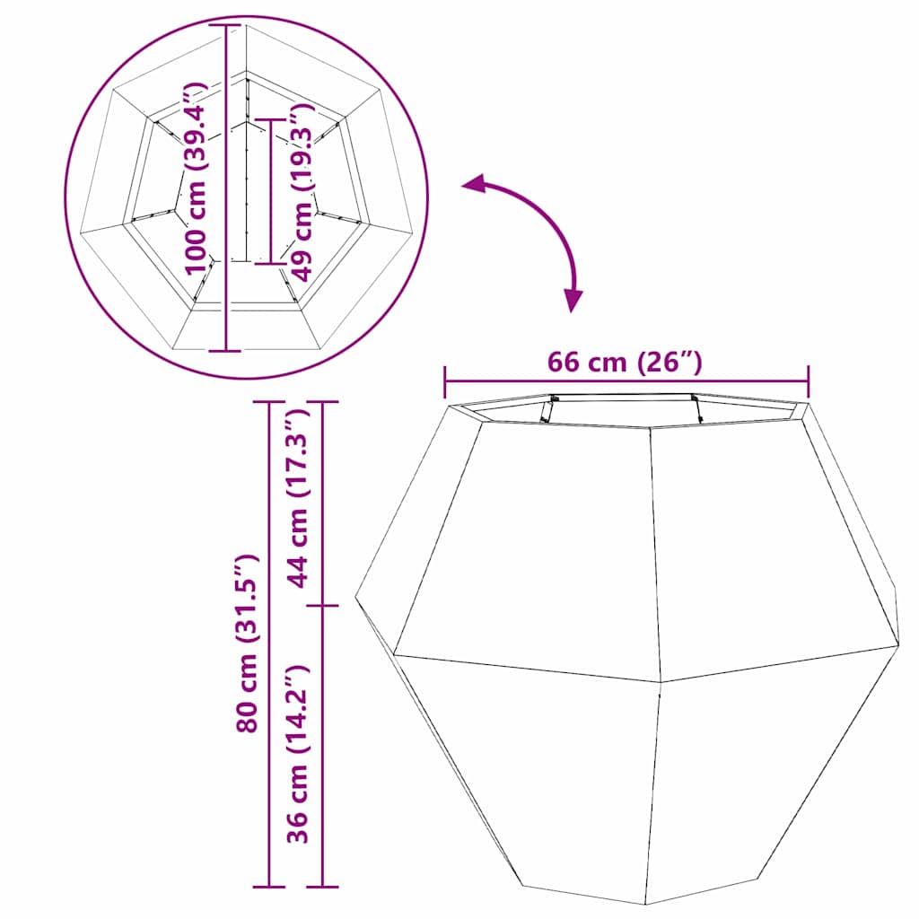 Planter 2 pcs Black 100 x 100 x 80 cm Steel
