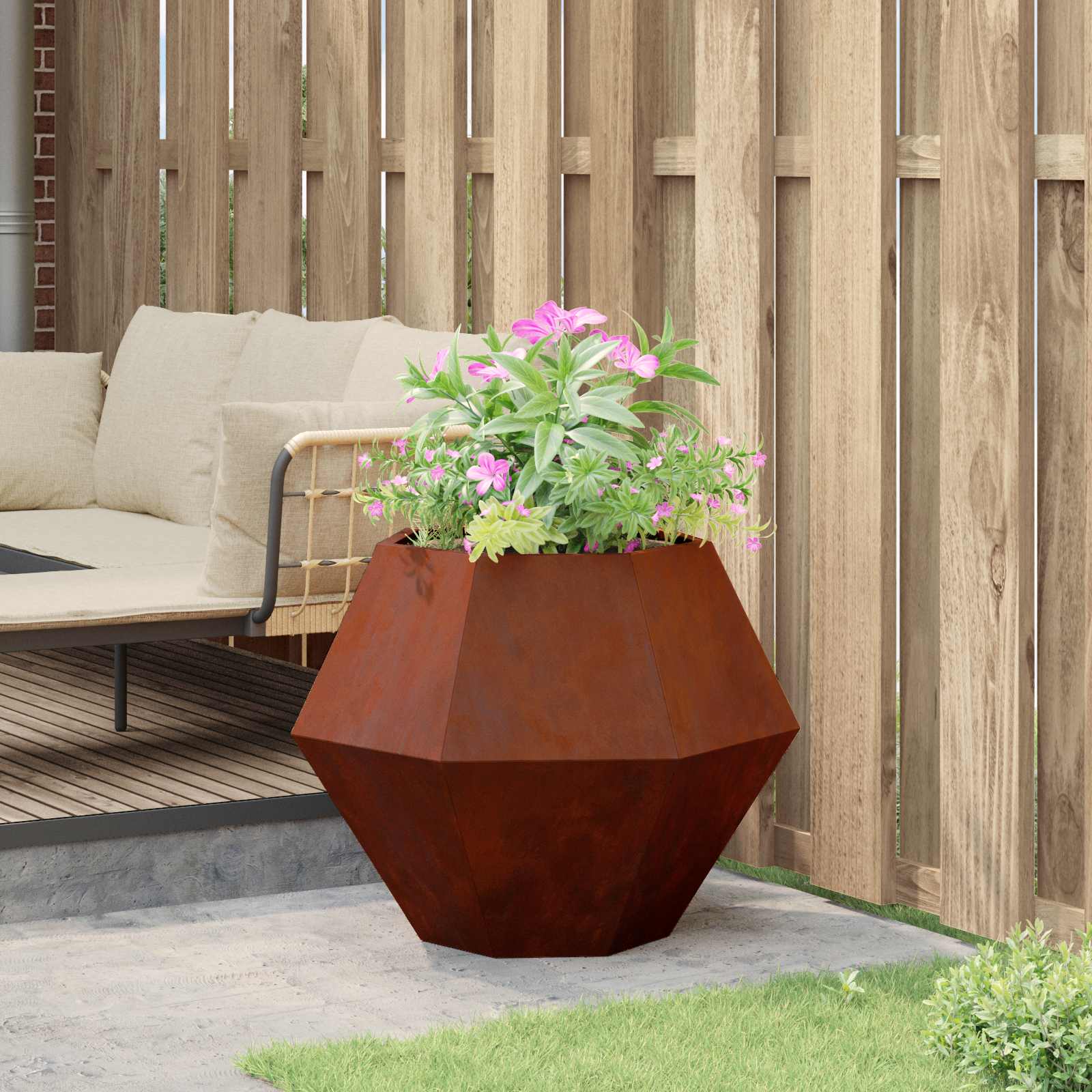 Planter Rusty 75 x 75 x 60 cm Weathering Steel