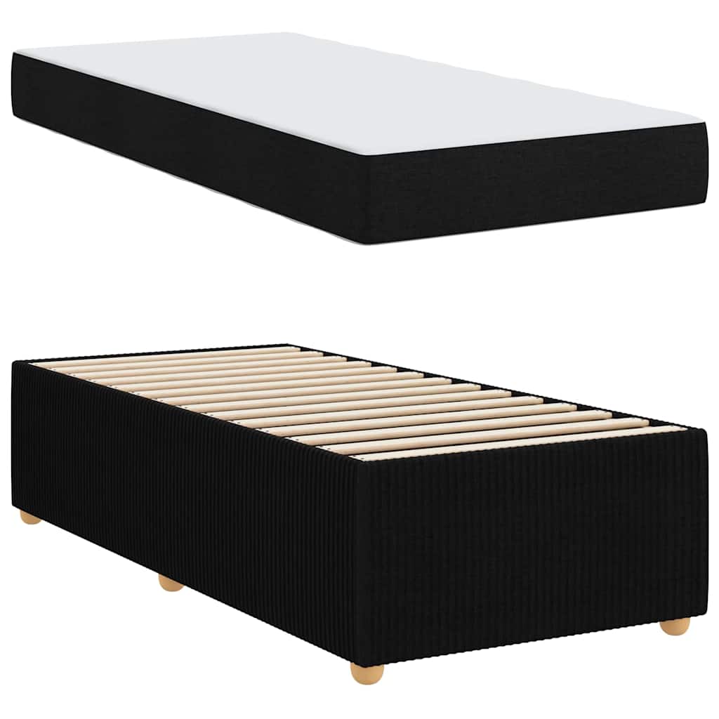 Bed Frame with Mattress Black 90 x 190 cm Fabric