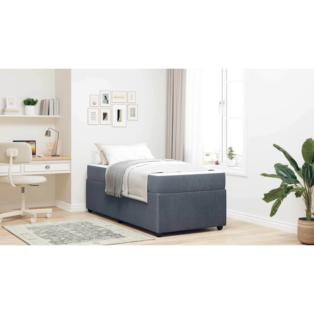 Bed Frame with Mattress Dark Grey 90 x 190 cm Fabric