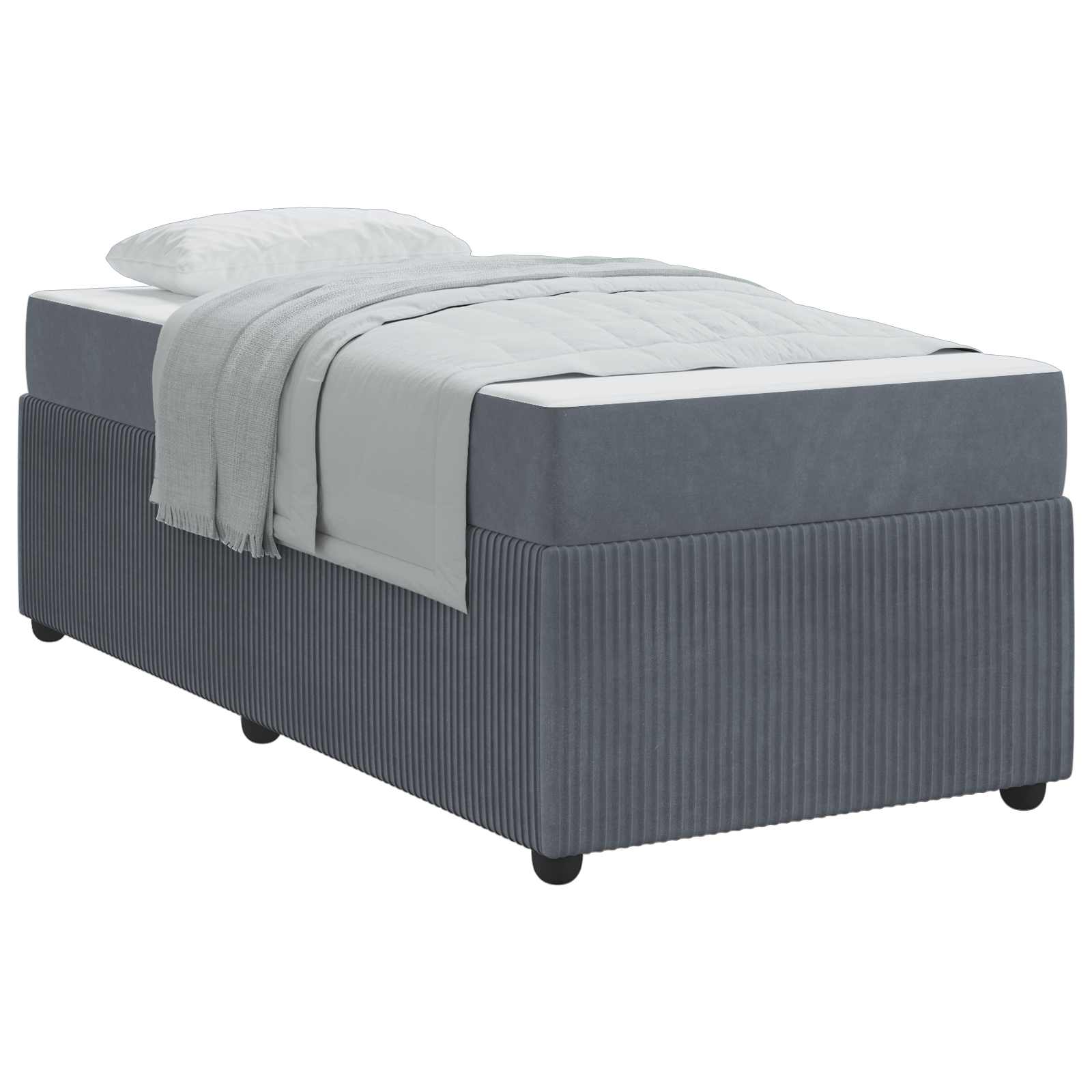 Bed Frame with Mattress Dark Grey 90 x 190 cm Fabric
