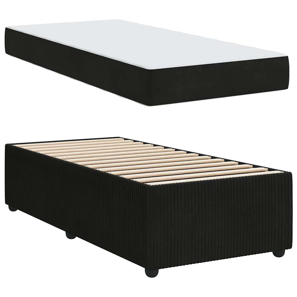 Bed Frame with Mattress Black 90 x 190 cm Fabric