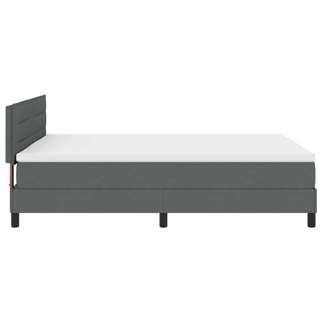 Box Spring Bed Dark Grey and White 152 x 203 cm Fabric
