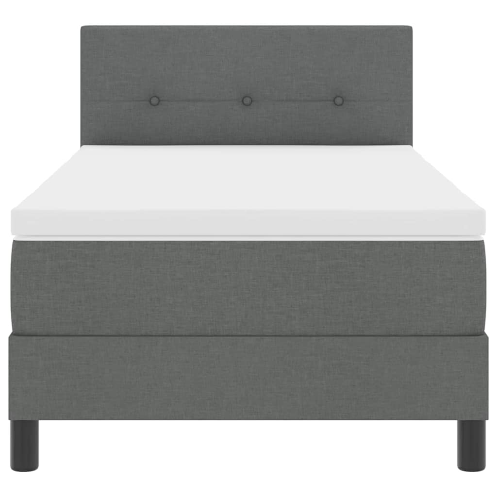 Box Spring Bed Dark Grey and White 107 x 203 cm Fabric