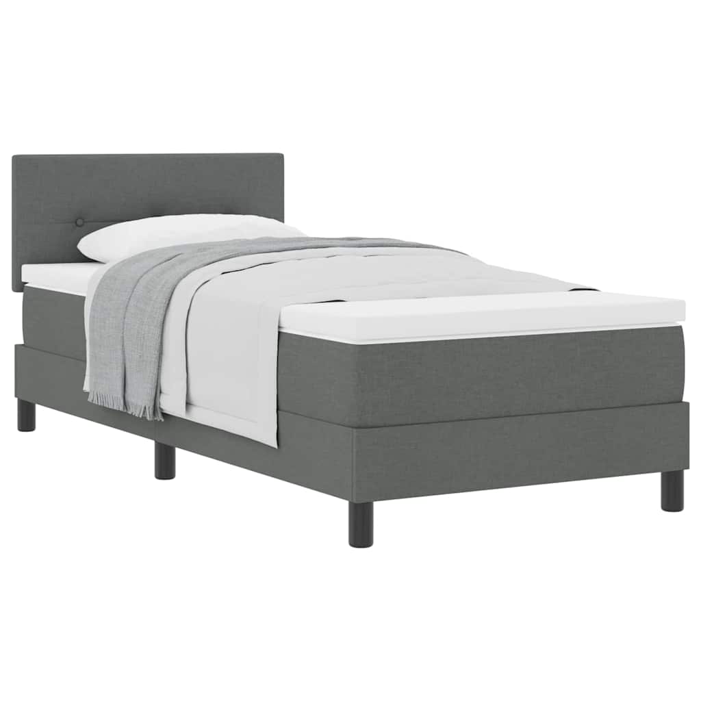 Box Spring Bed Dark Grey and White 107 x 203 cm Fabric