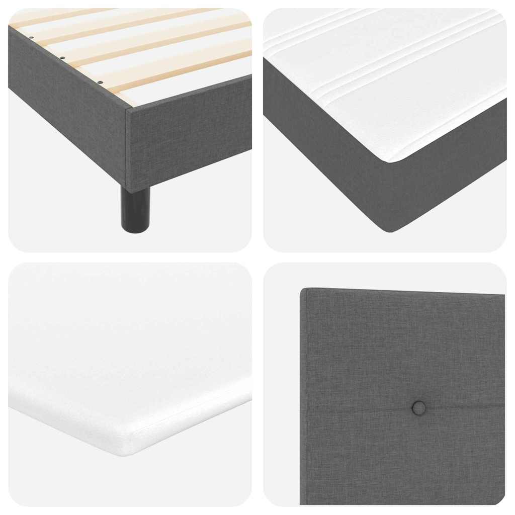 Box Spring Bed Dark Grey and White 152 x 203 cm Fabric