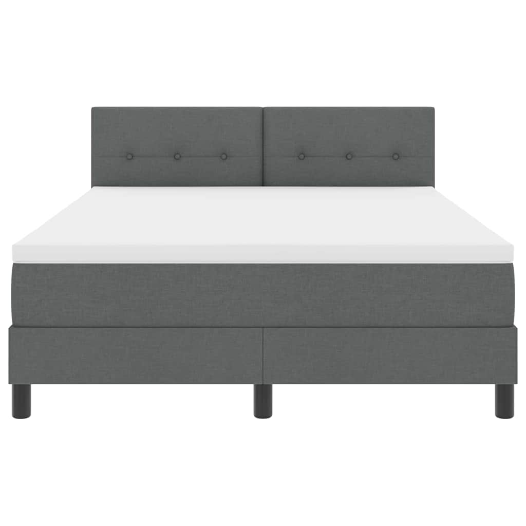Box Spring Bed Dark Grey and White 152 x 203 cm Fabric