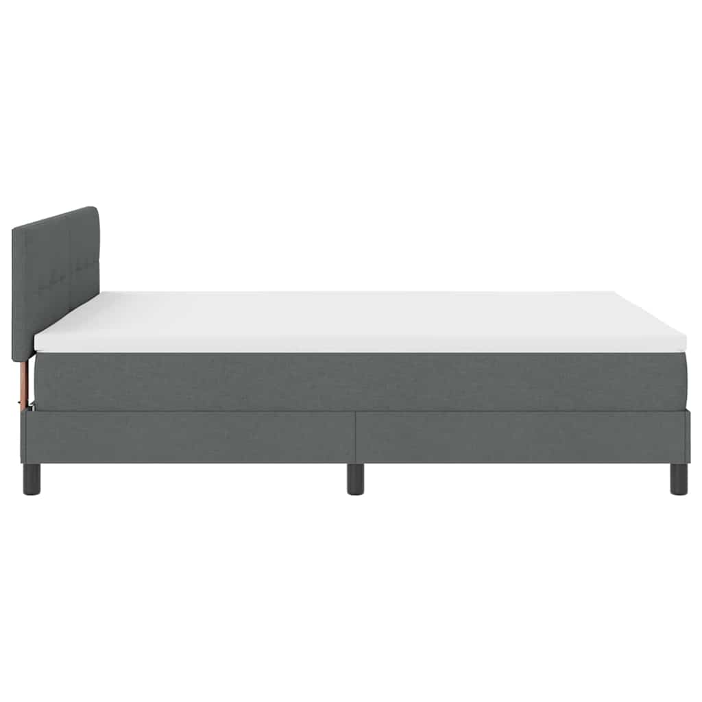 Box Spring Bed Dark Grey and White 152 x 203 cm Fabric