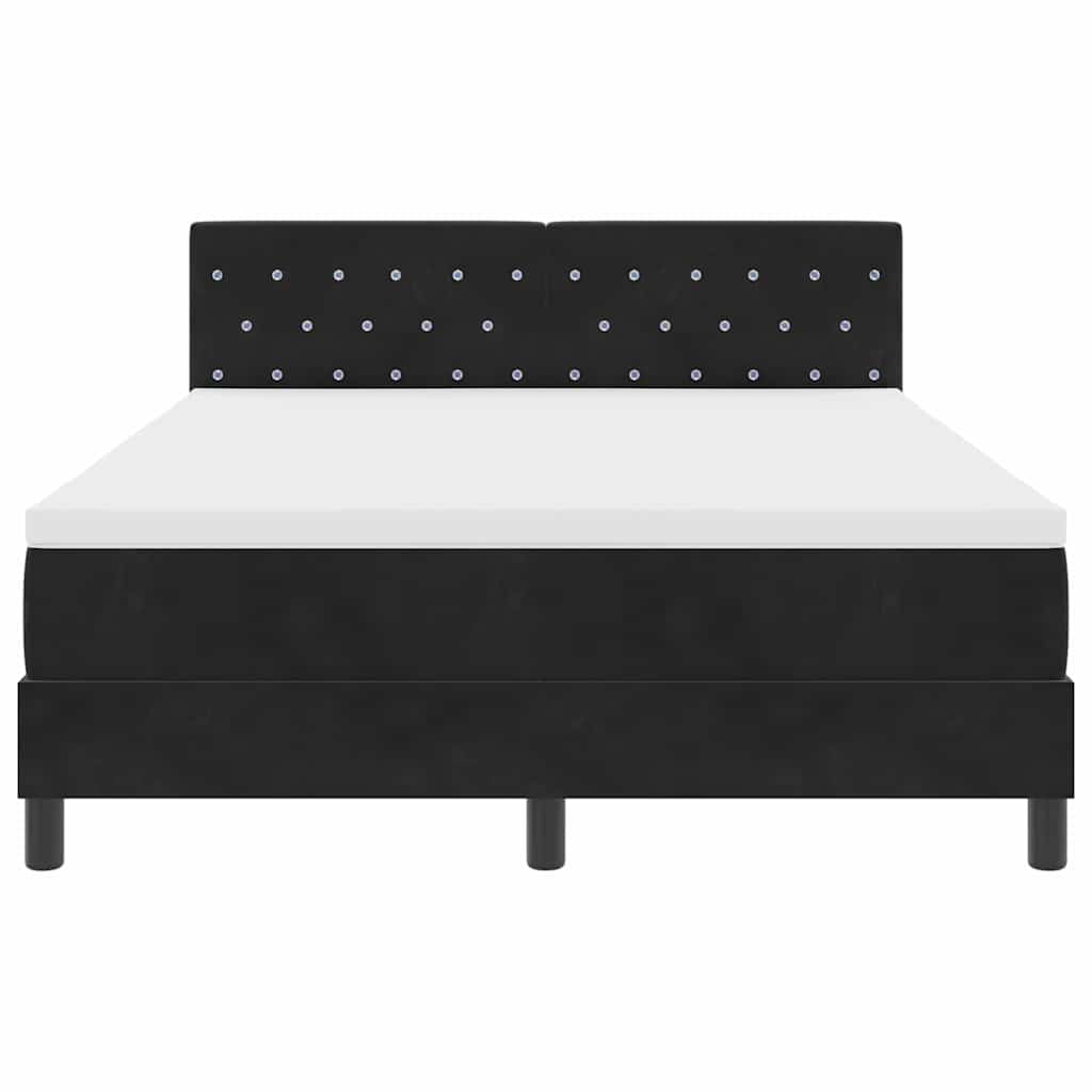 Box Spring Bed Black and White 152 x 203 cm Velvet