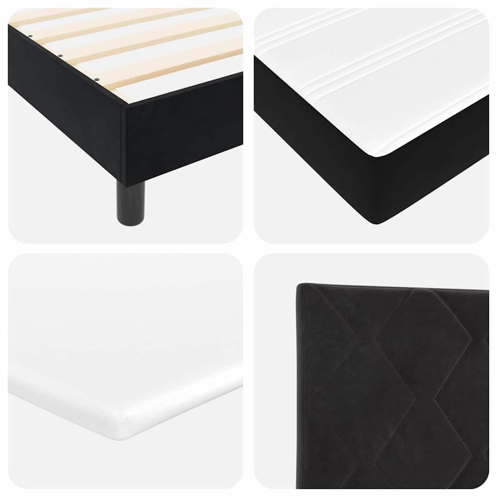 Box Spring Bed Black and White 107 x 203 cm Velvet