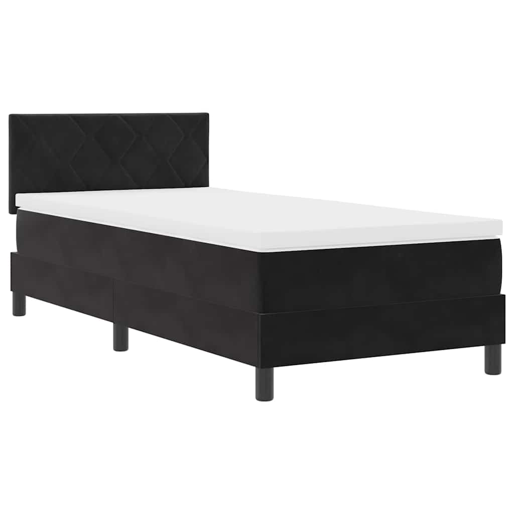 Box Spring Bed Black and White 107 x 203 cm Velvet