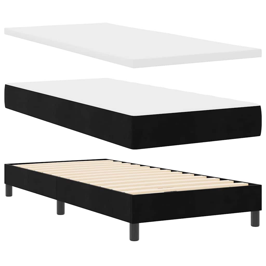 Box Spring Bed Black and White 107 x 203 cm Velvet