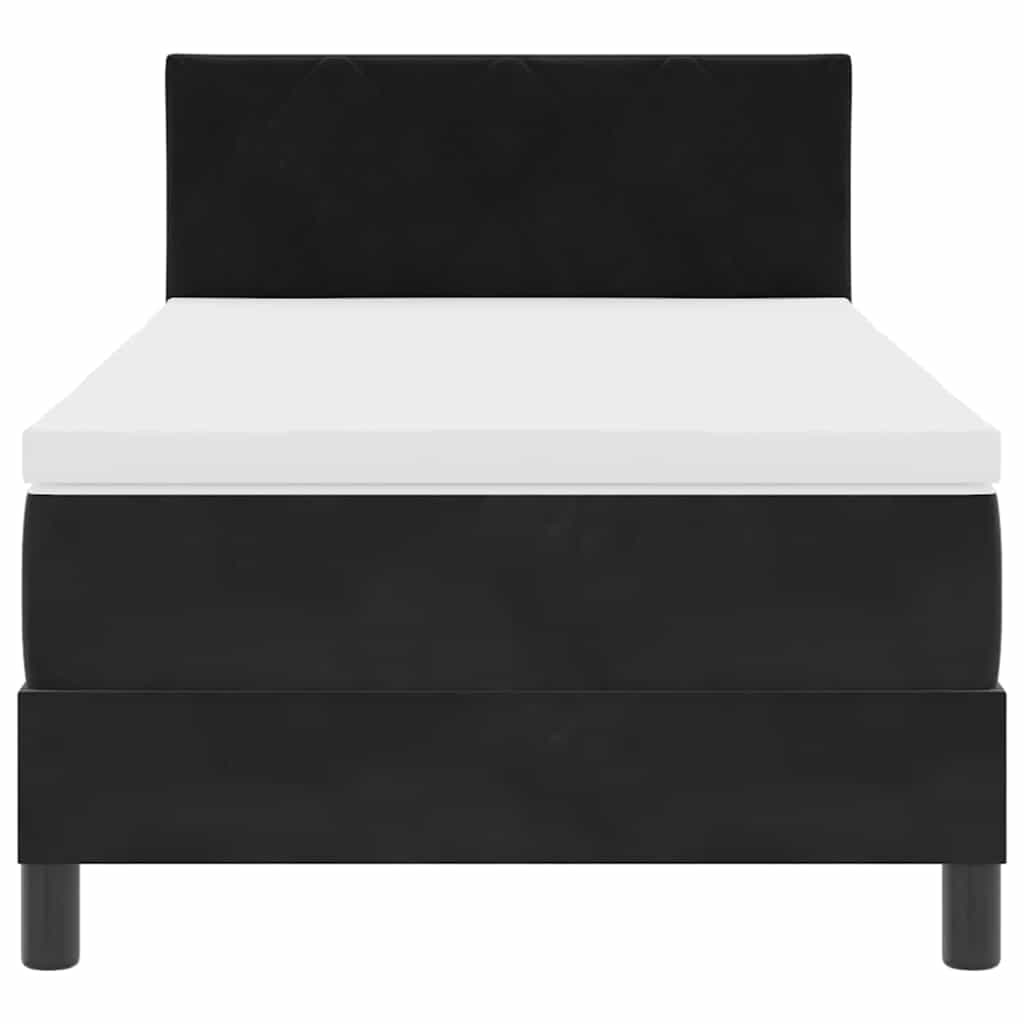 Box Spring Bed Black and White 107 x 203 cm Velvet