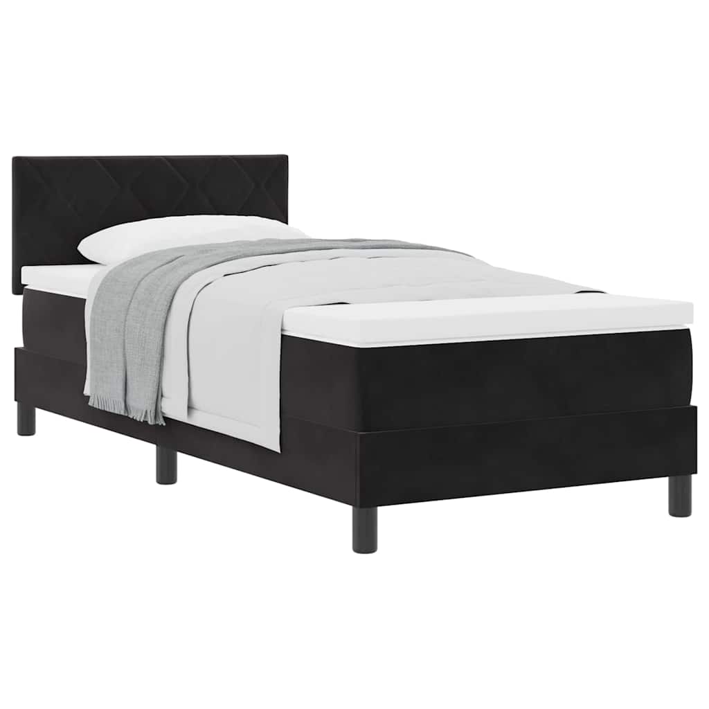Box Spring Bed Black and White 107 x 203 cm Velvet