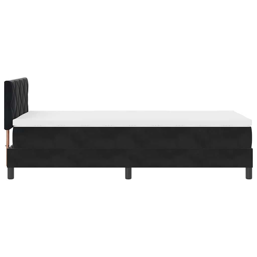 Box Spring Bed Black and White 107 x 203 cm Velvet