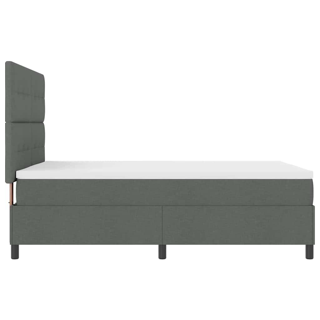 Box Spring Bed Dark Grey and White 137 x 190 cm Fabric