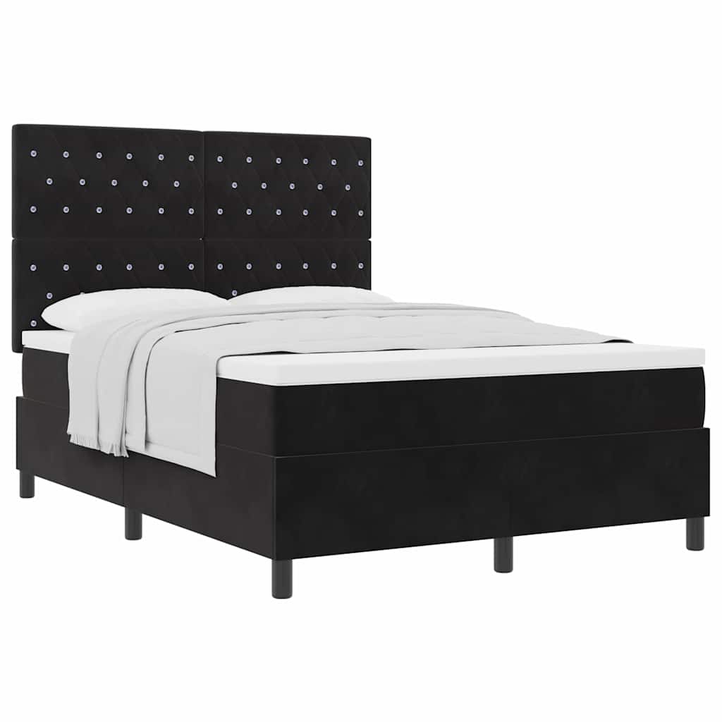 Box Spring Bed Black and White 152 x 203 cm Velvet