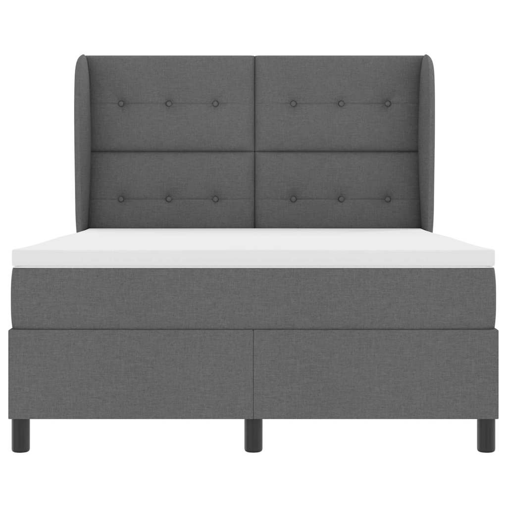 Box Spring Bed Manual Dark Grey and White 203 x 152 x 128 cm
