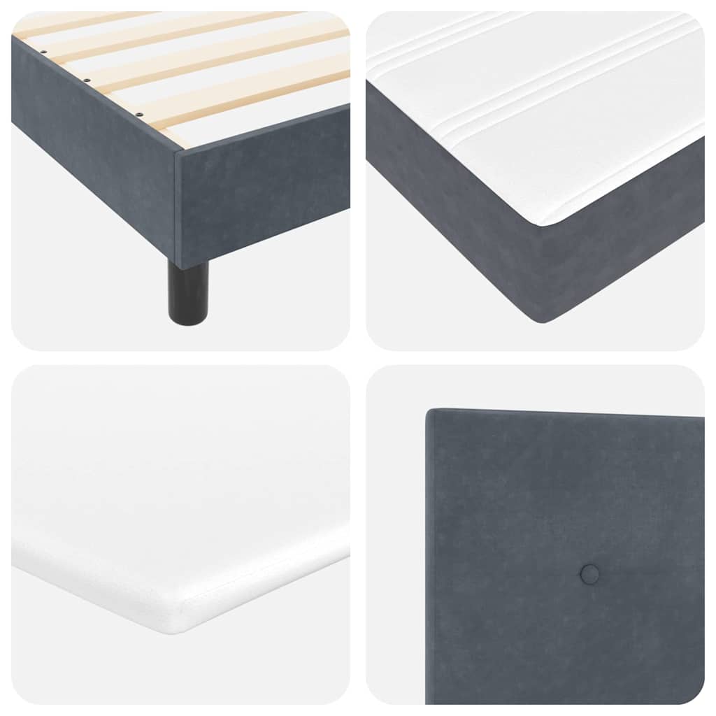 Box Spring Bed Dark Grey and White 107 x 203 cm Fabric