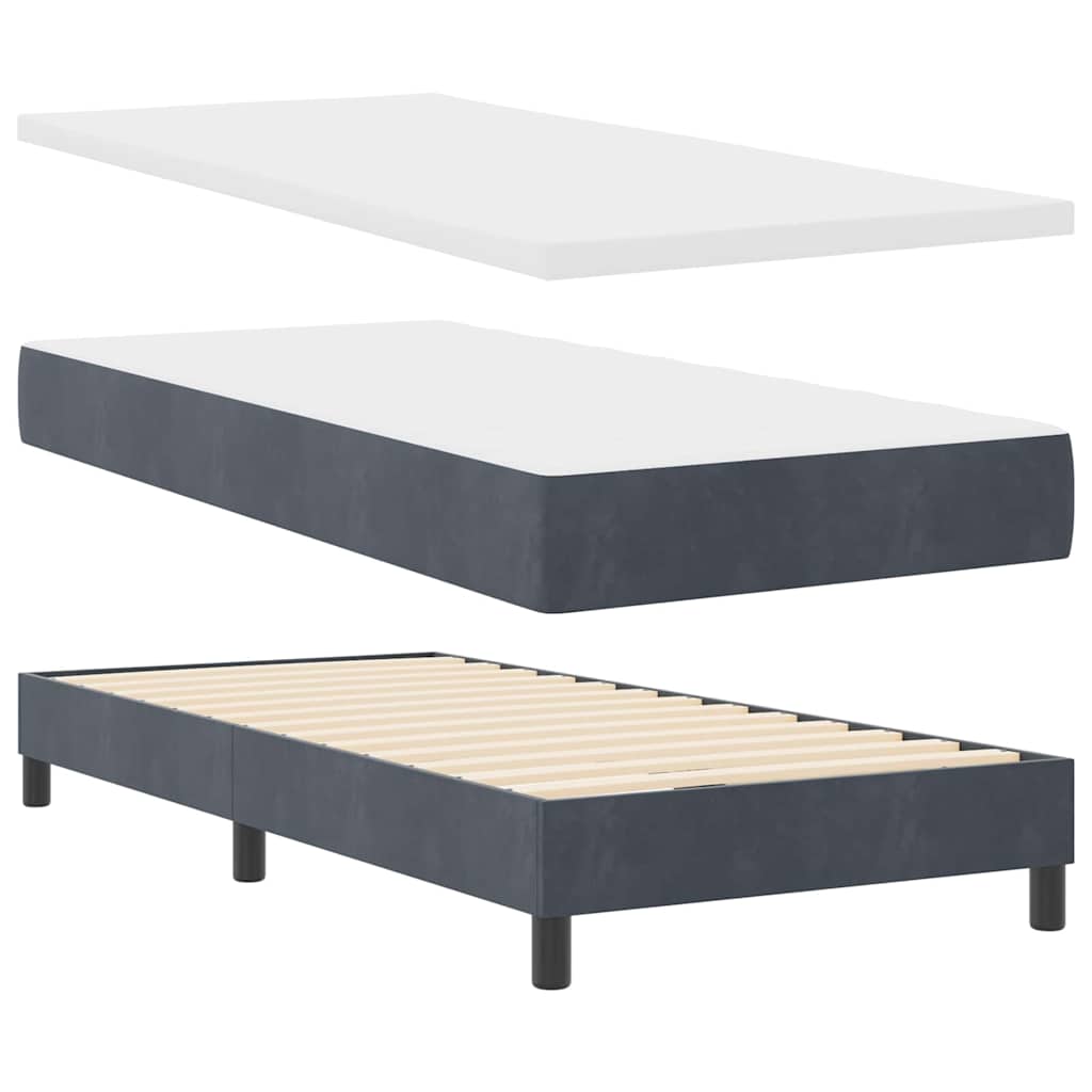 Box Spring Bed Dark Grey and White 107 x 203 cm Fabric