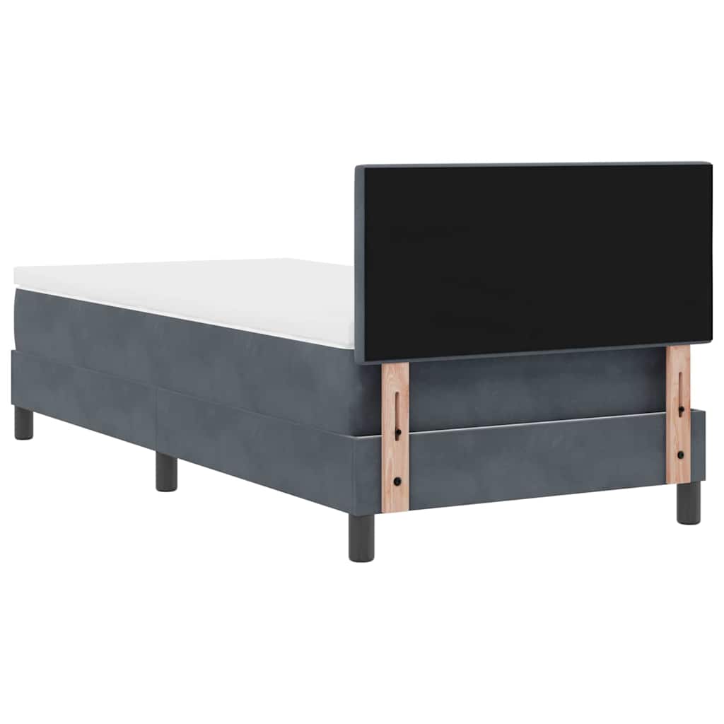 Box Spring Bed Dark Grey and White 107 x 203 cm Fabric