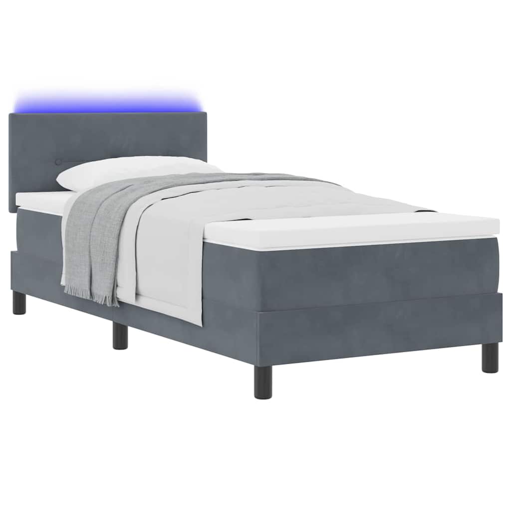 Box Spring Bed Dark Grey and White 107 x 203 cm Fabric
