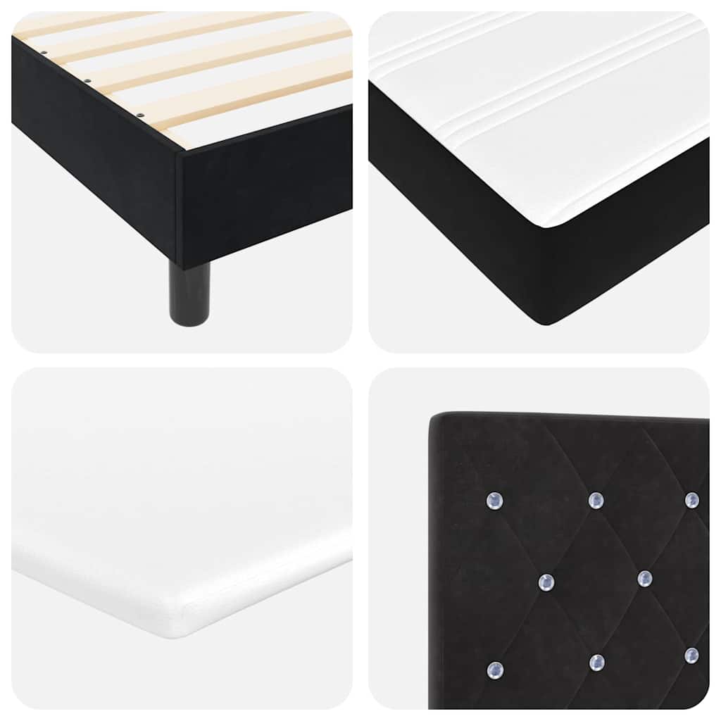 Box Spring Bed Black and White 152 x 203 cm Velvet