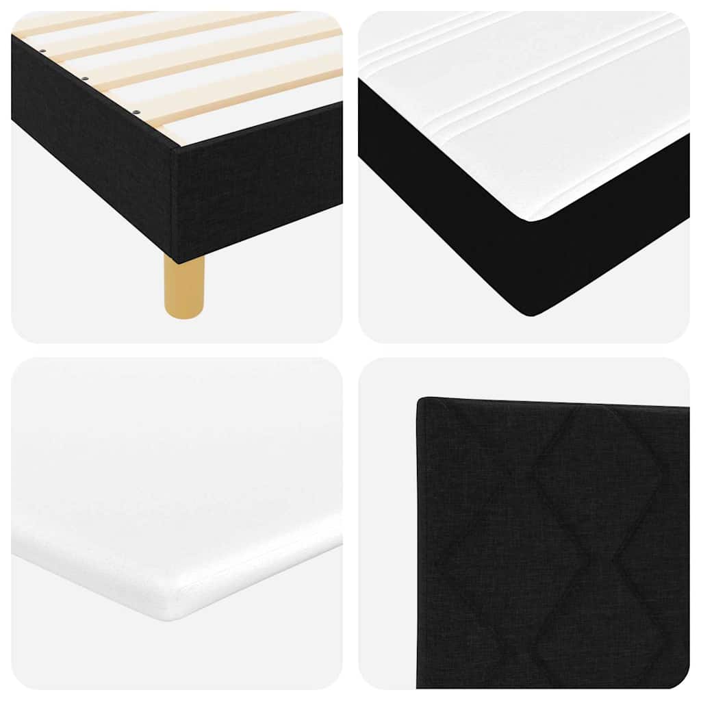 Box Spring Bed Black and White 107 x 203 cm Velvet